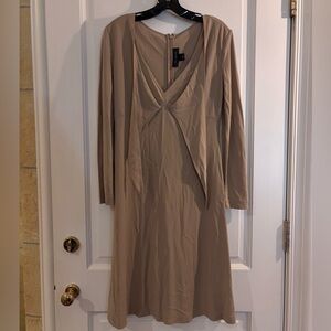 Elegant Tan Long Sleeve Dress